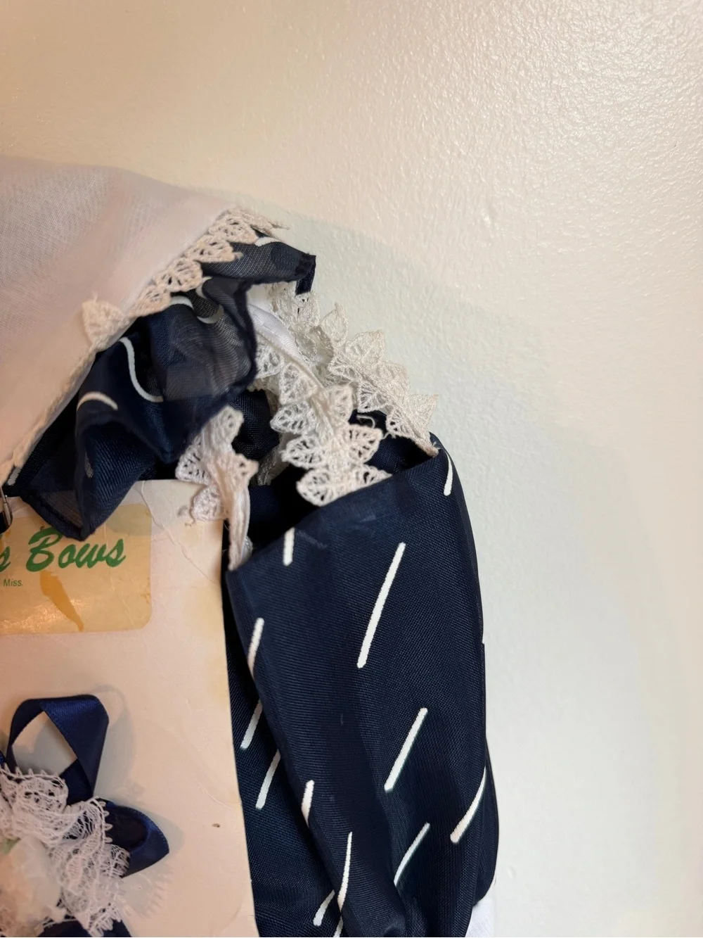 Martha’s Miniatures, Navy & White Girls' Sailor Dress with Lace Collar